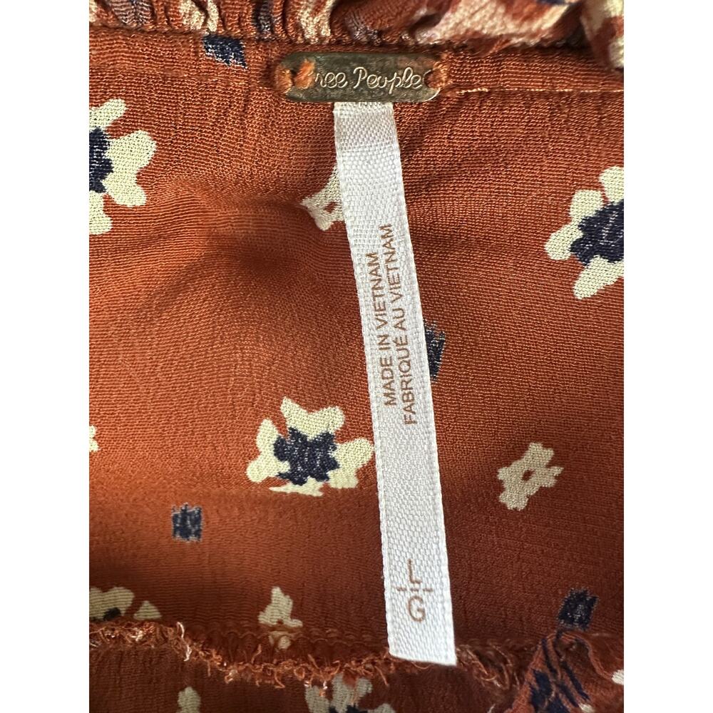 Free People Calico Skies Midi Dress Ruffle Button Boho Cottagecore Western Large - Picture 10 of 16